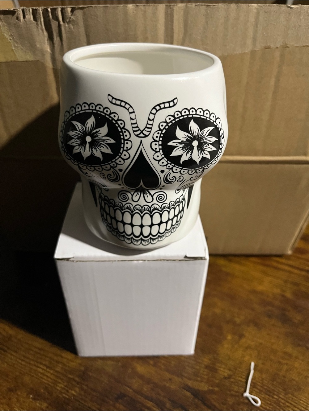Don Julio White Sugar Skull Ceramic Mug - Decorative Skull Coffee Cup